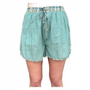 NEW CONDITIONS APPLY vladana mixed plaid shorts in teal multi